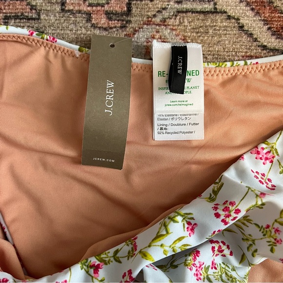 J. Crew Curved Waist Cheeky Bikini Bottom In Cloud Meadow Floral Size Medium NWT - Picture 4 of 8